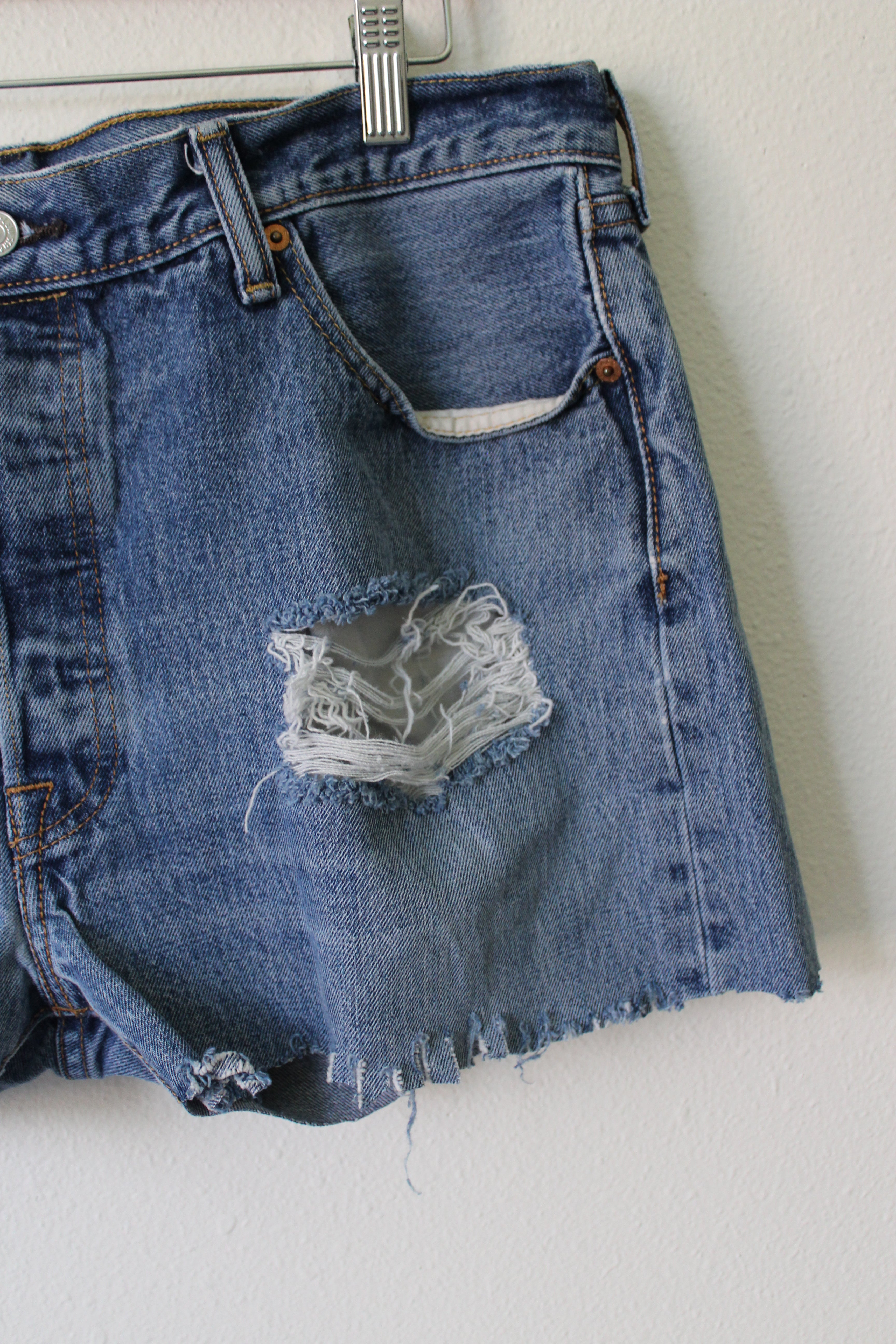 Levis 501's Distressed Denim Shorts
