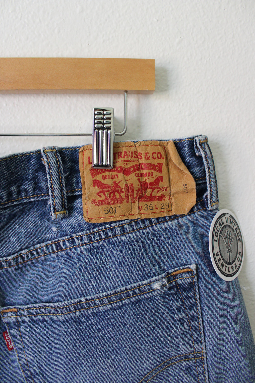 Levis 501's Distressed Denim Shorts