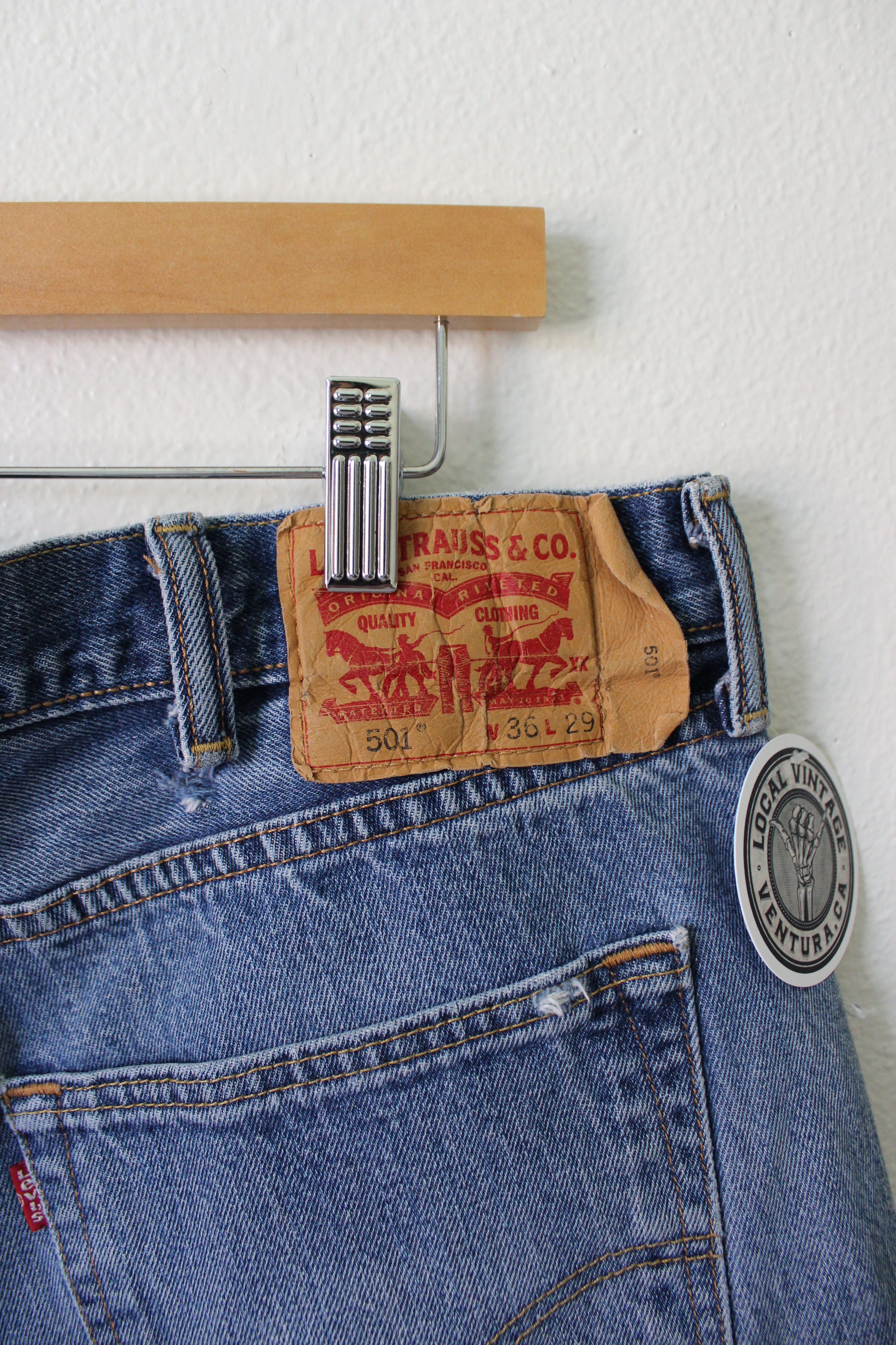 Levis 501's Distressed Denim Shorts