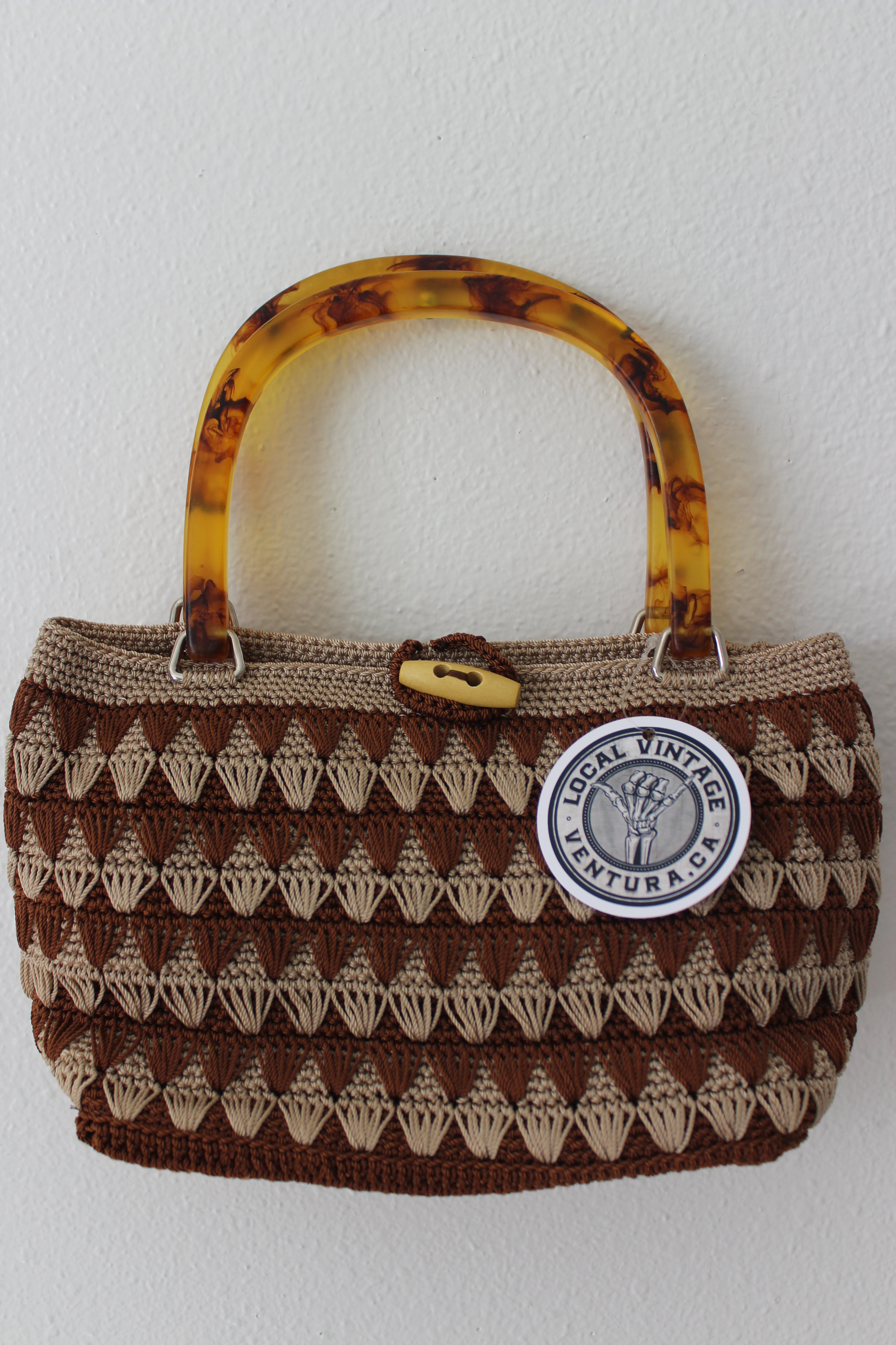 Amber Lucite Woven Purse