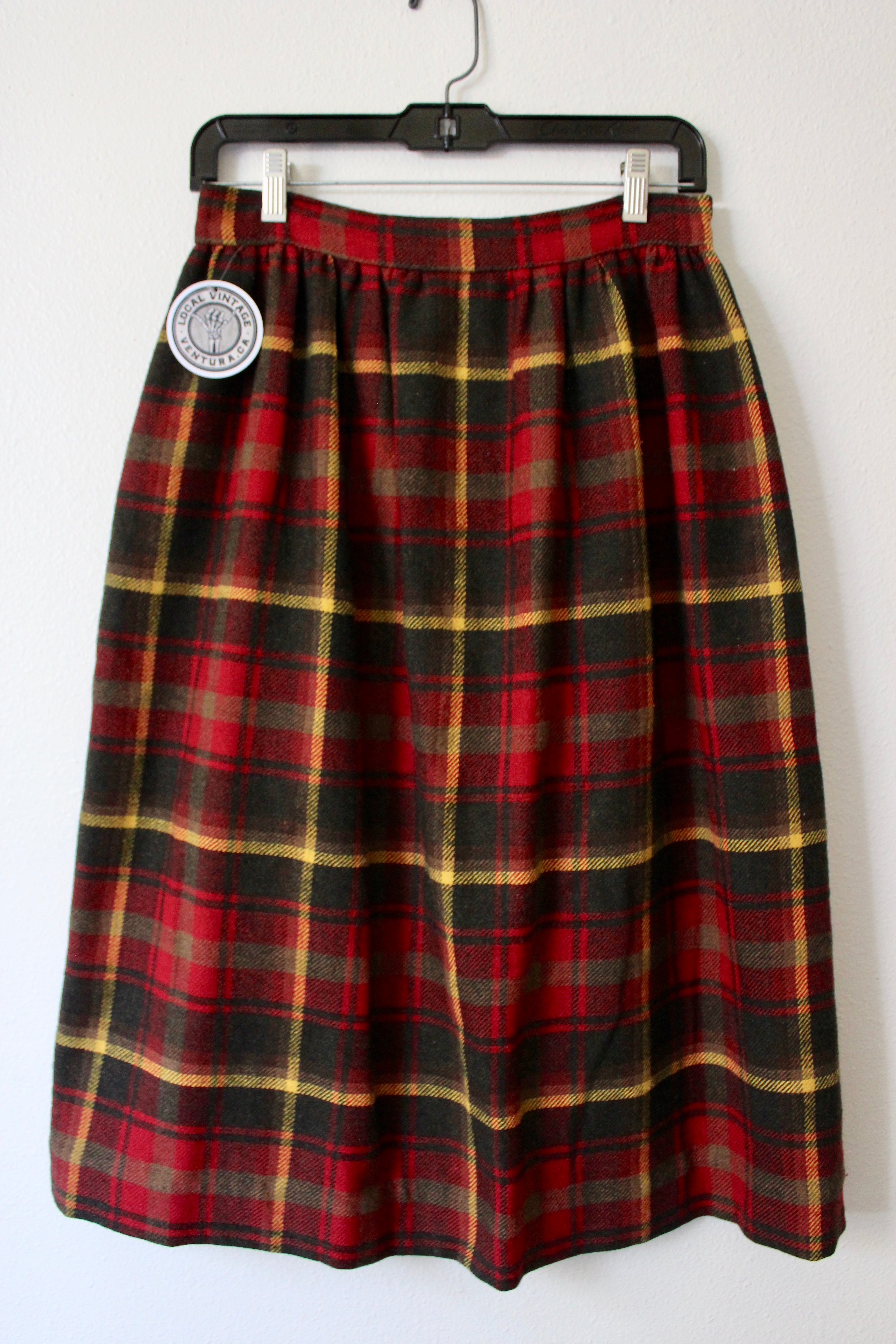 Vintage Plaid Wool Skirt