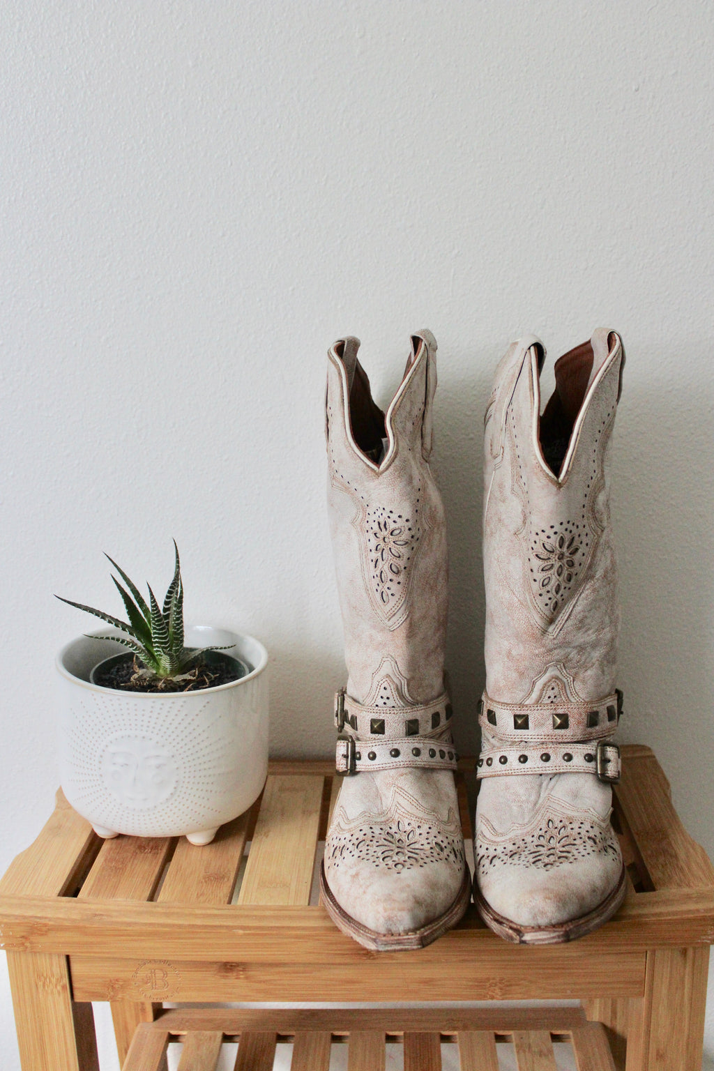 Cream Dan Post Cowboy Boots