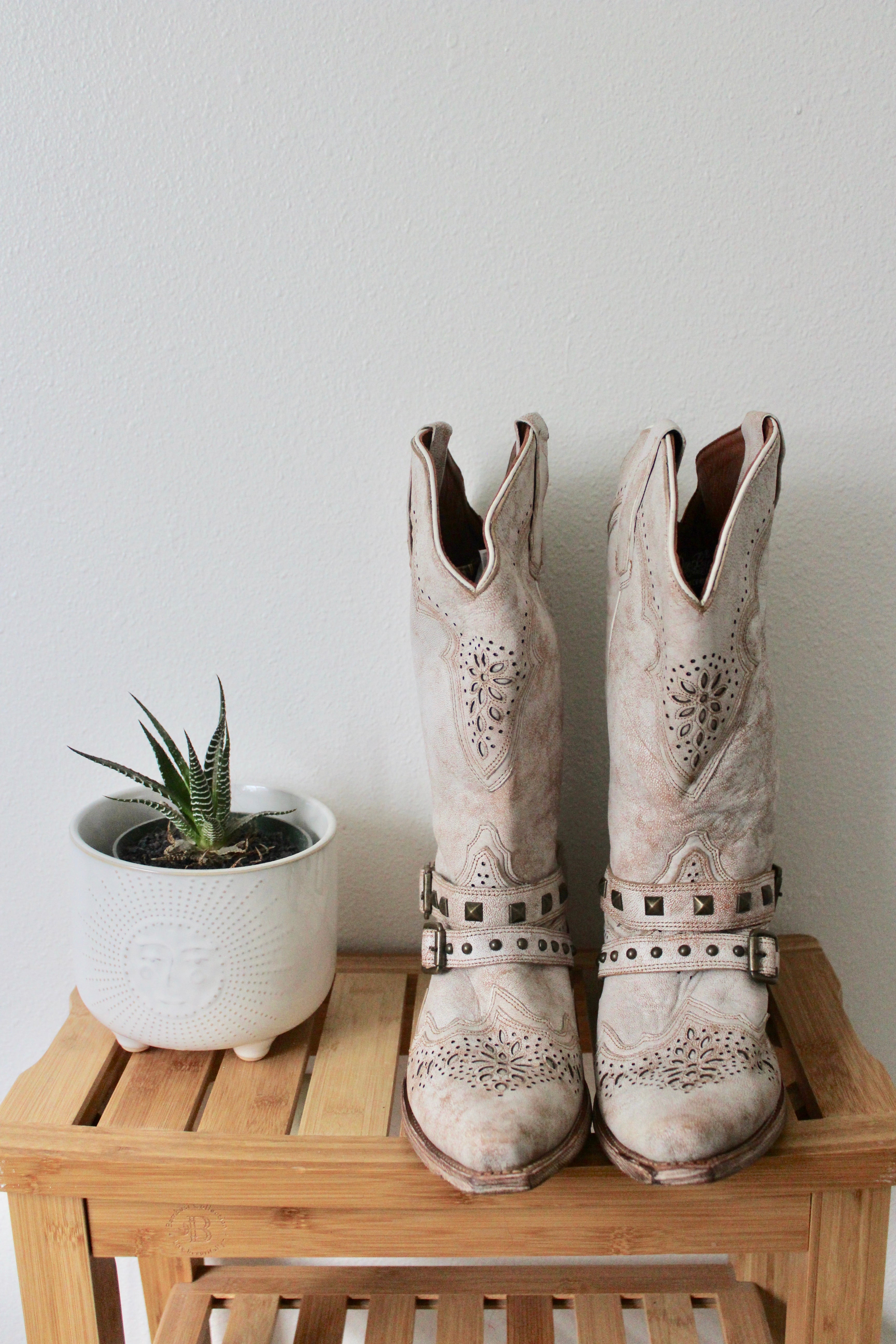 Cream Dan Post Cowboy Boots